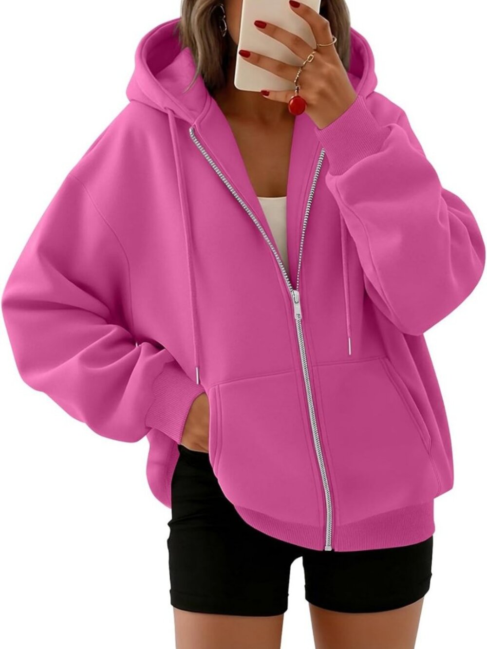 Chic Oversized Zip-Up Hoodie for Women | Y2K Fall Sweatshirt Trend 2026